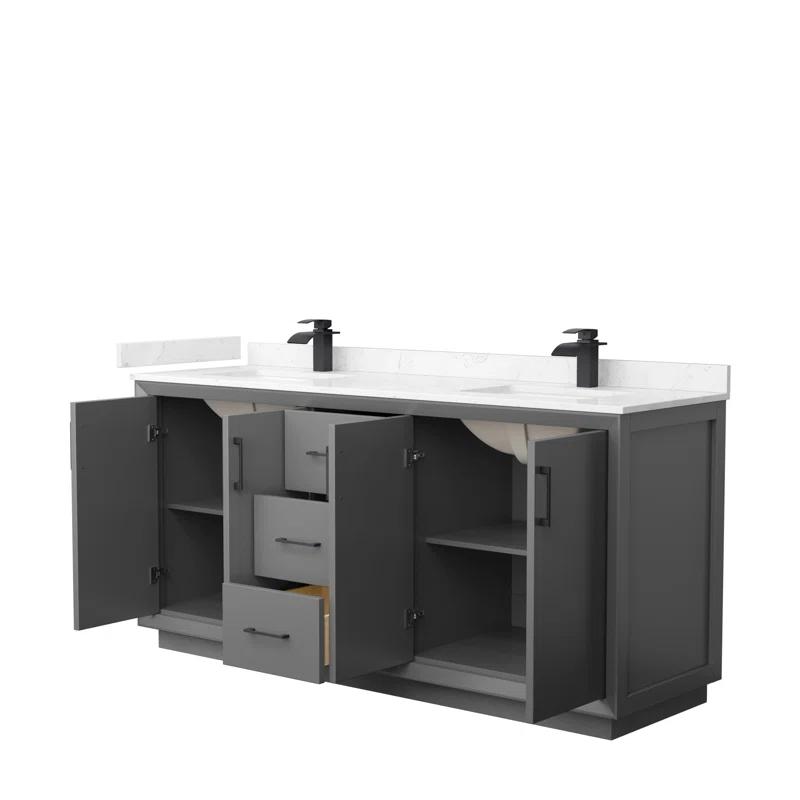 Wyndham Collection 72'' Double Bathroom Vanity with Cultured Marble Top