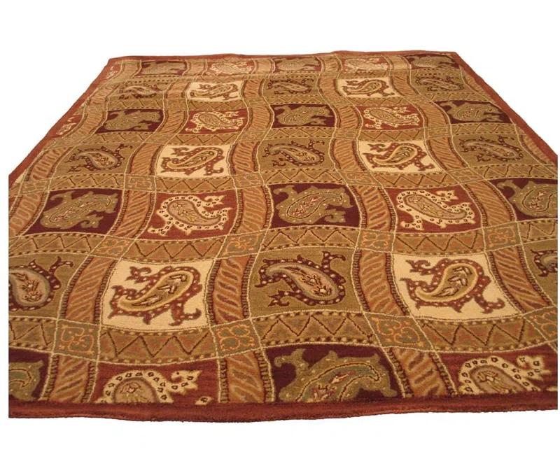 Red Barrel Studio® Timeless Willow Red Hand Tufted Wool Rug