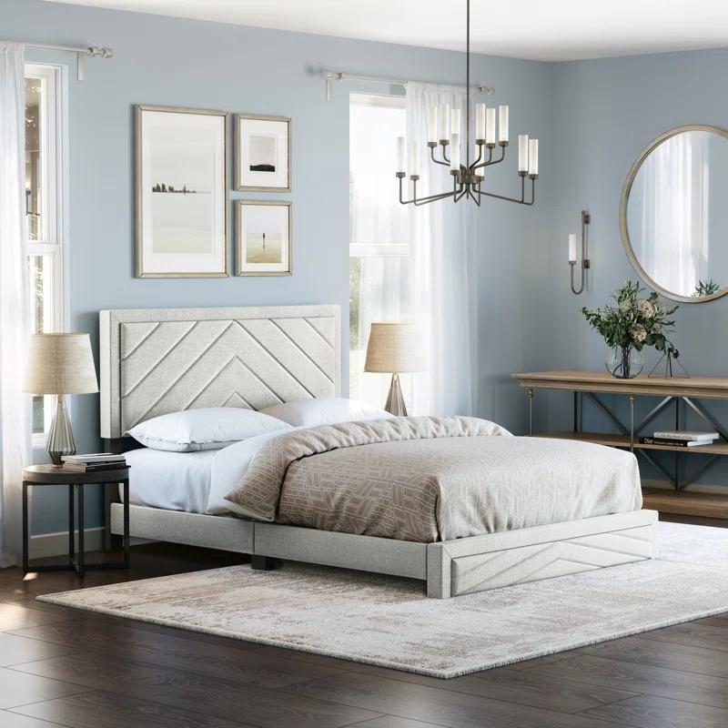 Boyd Sleep Barcelona Linen or Faux Leather Upholstered Platform Bed Frame with Adjustable Headboard, Heavy Duty Slat Support System, No Box Spring Required - Boyd Sleep