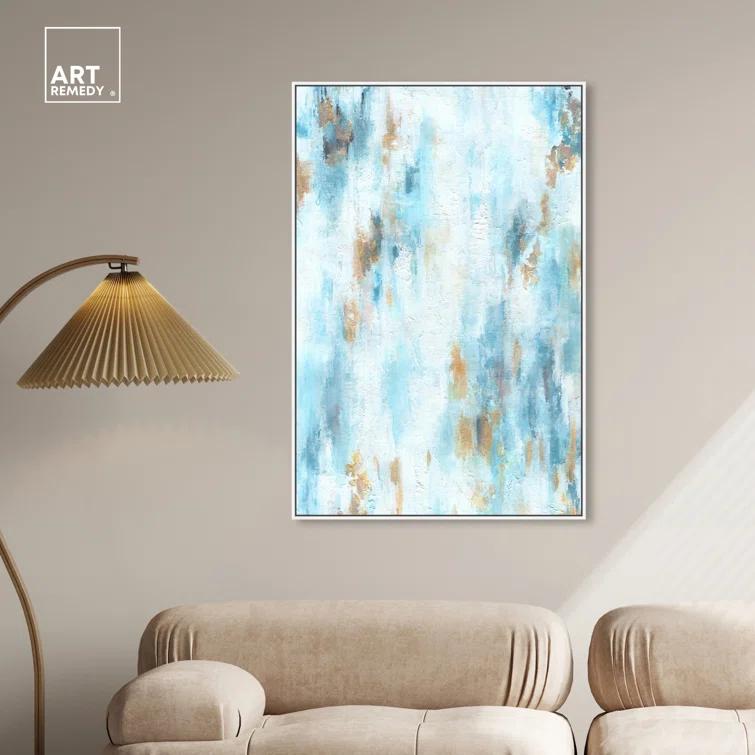 Art Remedy Art Remedy Textured Shades Framed Blue Abstract 1 Piece Canvas Wall Art 57567
