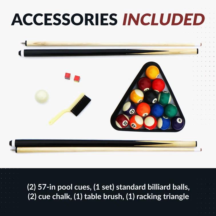 Hathaway Games Hathaway Jupiter 7 Ft Heavy Duty Pool Table – Includes Cue Sticks, Billiard Balls, Brush – Modern Look for Family Billiards Games Room – Red Felt with Black Finish