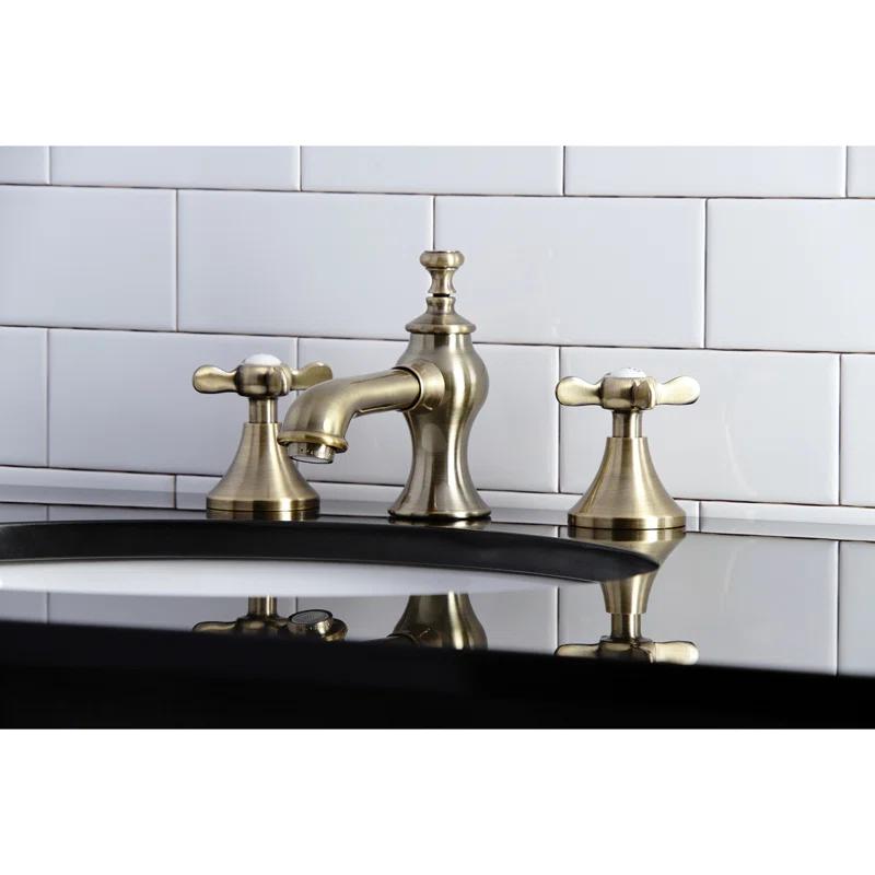 Kingston Brass KC7063BEX Kingston Brass Essex Two-Handle 3-Hole Deck Mount Widespread Bathroom Faucet with Brass Pop-Up Drain