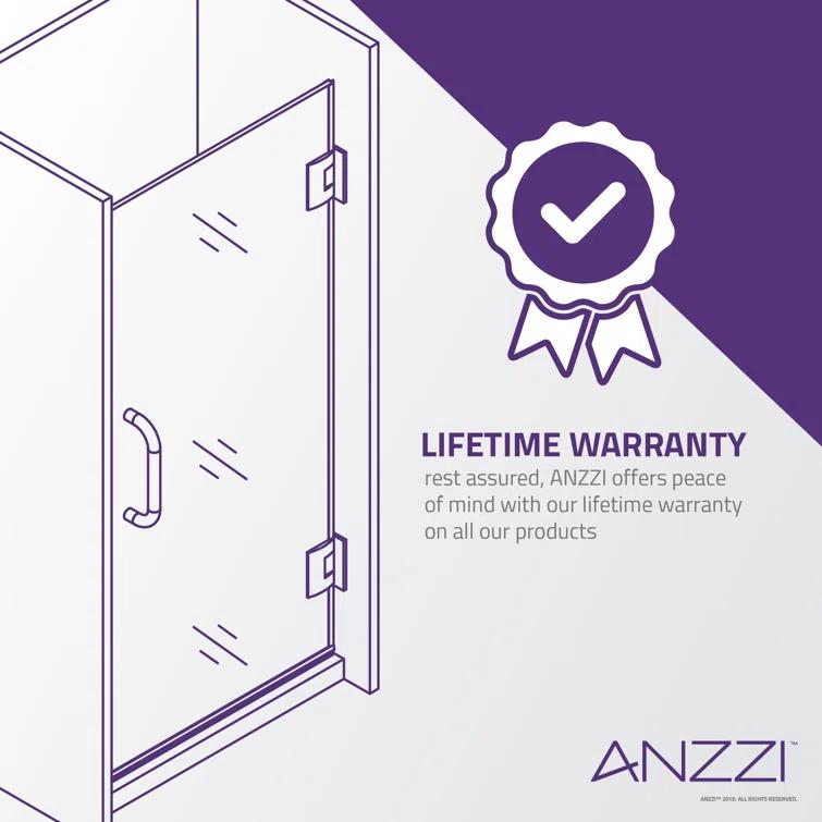 ANZZI Fellow Series 30" x 72" Hinged Frameless Shower Door SD-AZ09-02BN