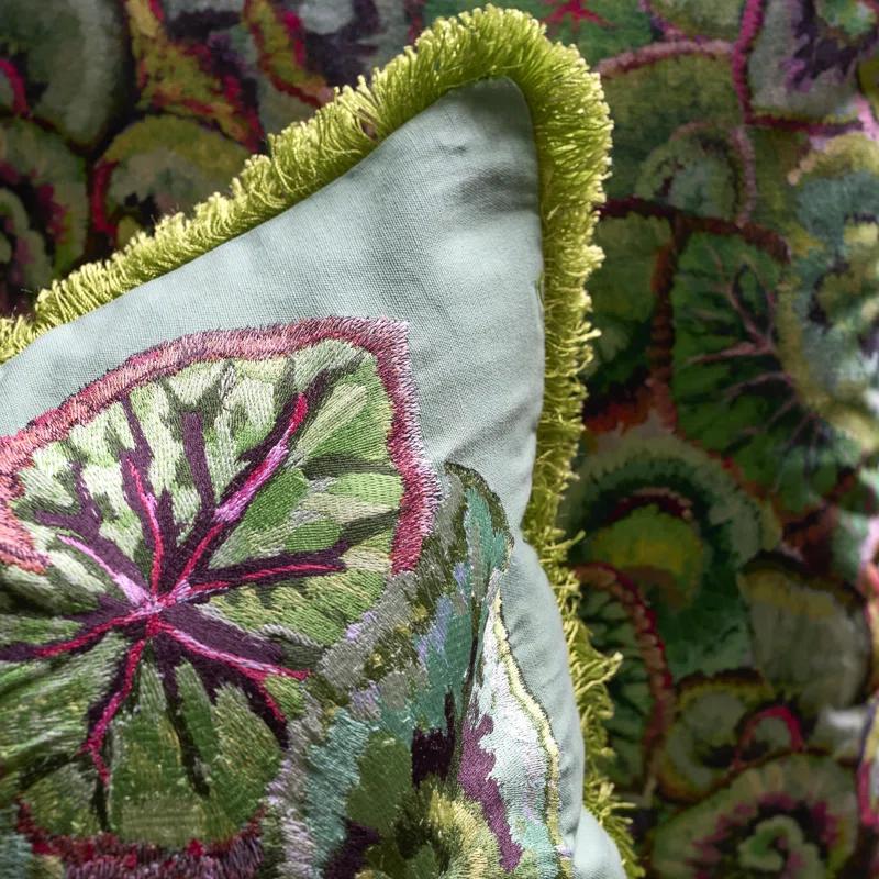 Emerald Green Embroidered Square Decorative Pillow 20 x 20 in