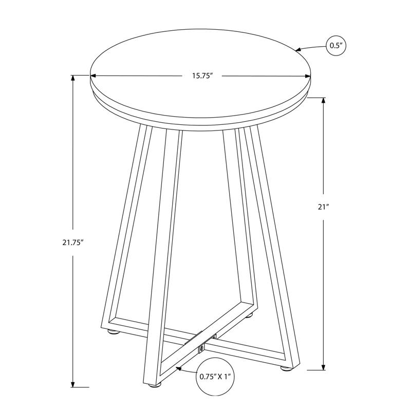 17 Stories Accent Table, Side, Round, End, Nightstand, Lamp, Living Room, Bedroom, Laminate, Black Metal, Contemporary, Modern