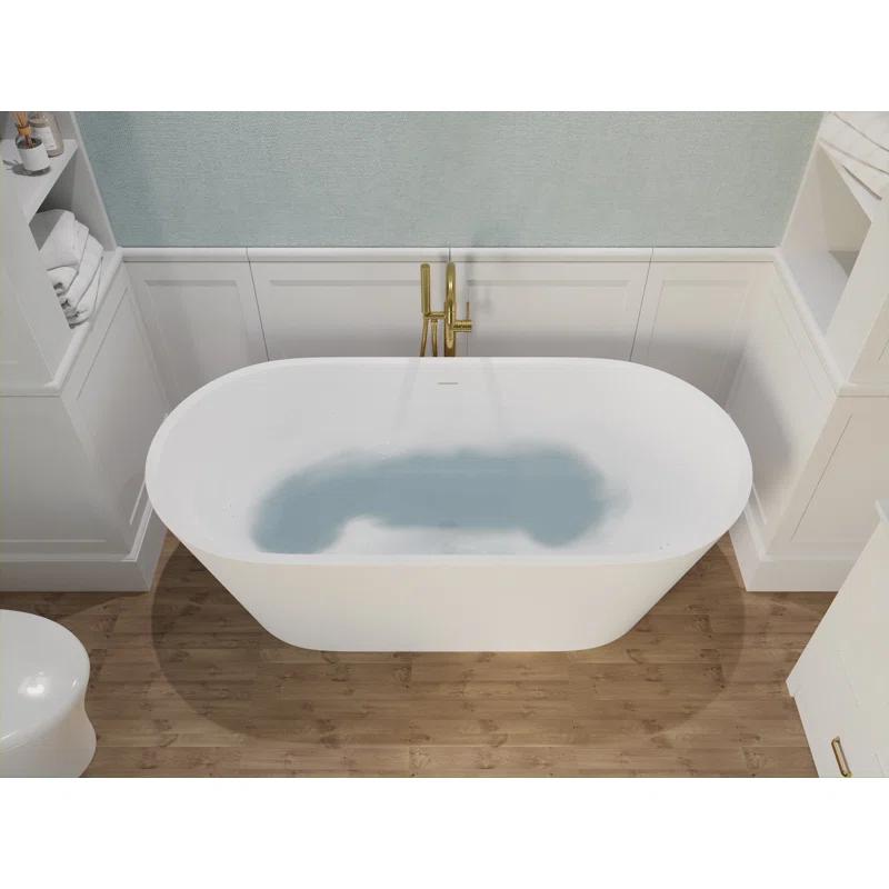 Rossetto 66.8'' x 24.25'' Freestanding Soaking Solid Surface Bathtub