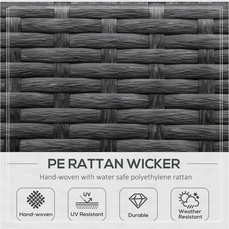 Mercer41 Outsunny Outdoor Wicker Rocking Chair with Padded Cushions, Aluminum Furniture Rattan Porch Rocker