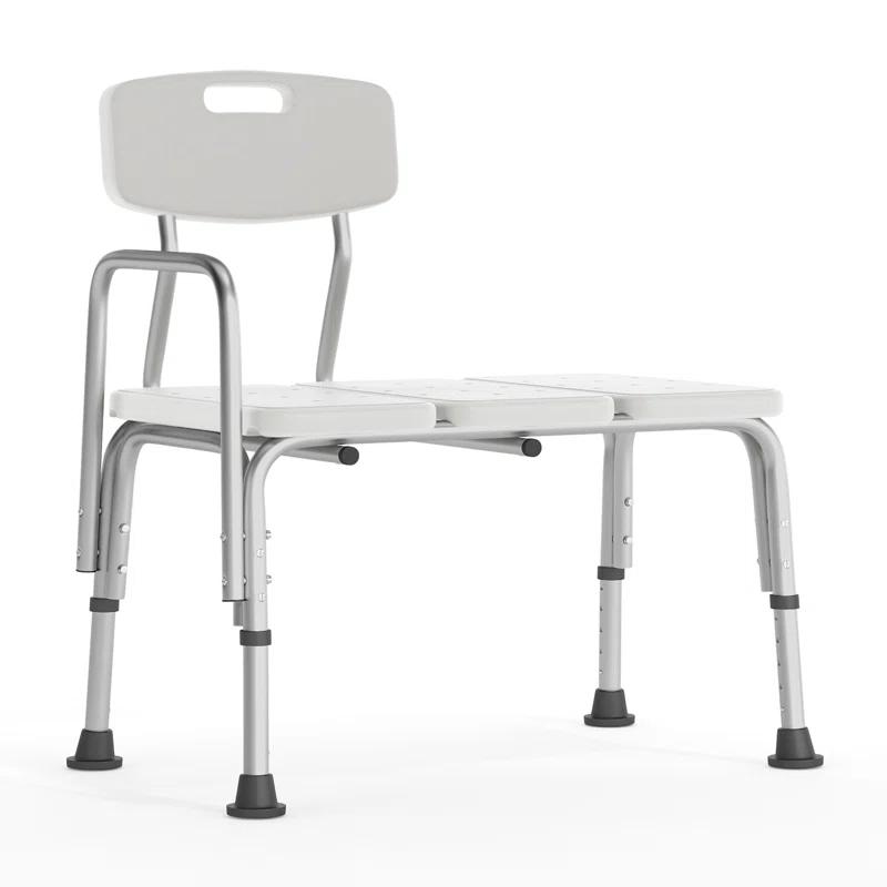 Flash Furniture DC-HY3510L-WH-GG Phoebe Aluminum Height Adjustable Medical Shower Transfer Bench