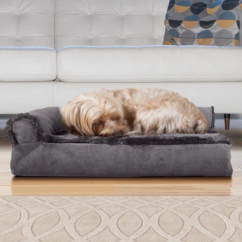 FurHaven Plush & Velvet Deluxe L-Chaise Orthopedic Pet Bed