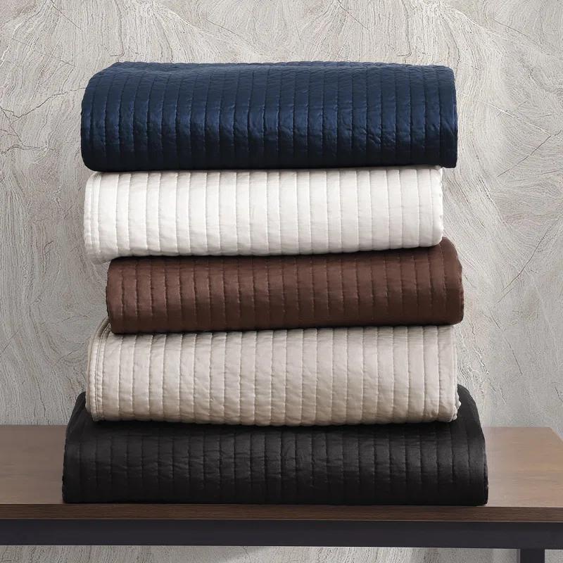 Indigo Hill by HiEnd Accents Satin Channel Silky Satin Design Solid Color Classic Modern Quilt Set