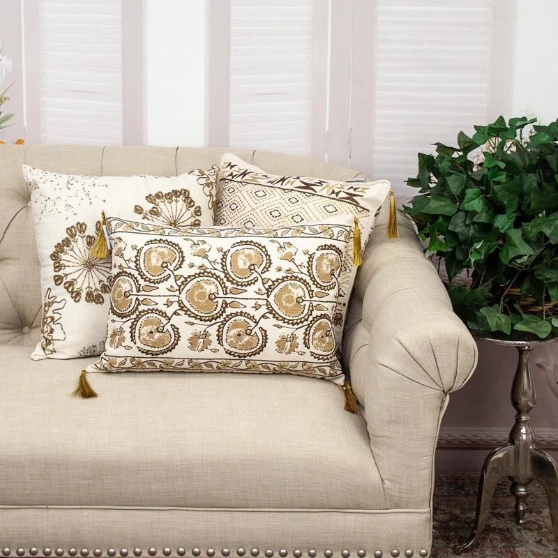 Parkland Collection Periwinkle Floral Cotton Throw Pillow