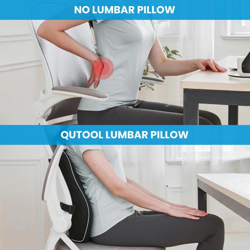 NATIONAL WINDOW Lumbar Support Pillow For Office Chair, Back Support Pillow For Car, Computer, Gaming Chair, Memory Foam Cushion, Relieve Back Pain, Improve Posture, Mesh Cover, Double Adjustable Straps