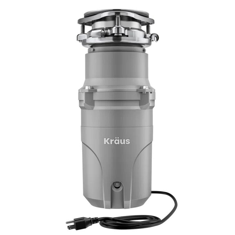 Kraus KRAUS WasteGuard Continuous Feed Motor Garbage Disposal with Power Cord and Universal Mount