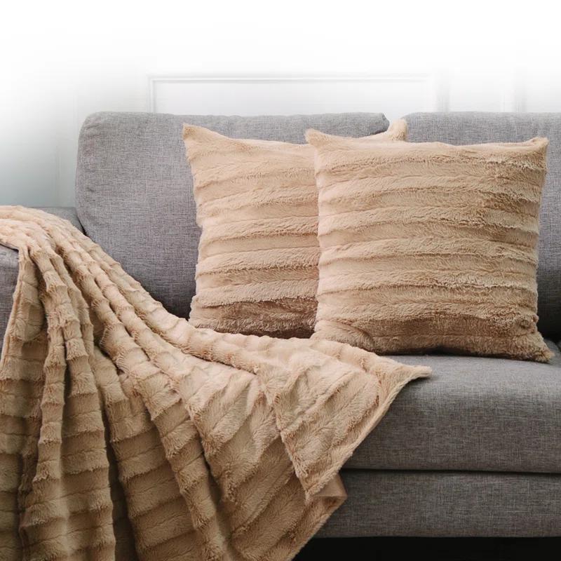 Cheer Collection Faux Fur Throw Pillow (Set of 2)