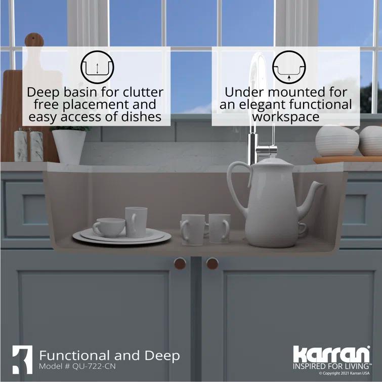 Karran Karran Quartz Composite 33-1/2'' X 21'' Single Bowl Undermount Kitchen Sink Kit QU-722-BR-PK1