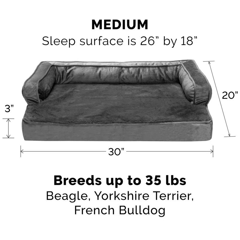 FurHaven Plush & Velvet Comfy Couch Sofa-Style Pet Bed