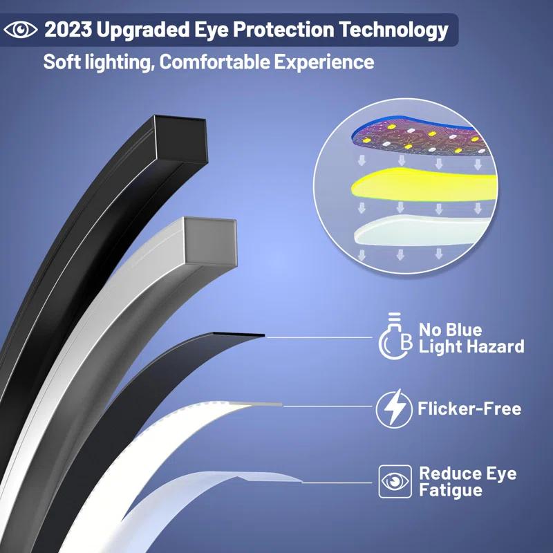 Dimmable LED Floor Lamp With 3 Color Temperatures, Ultra Bright 2000LM Arc Floor Lamps For Living Room, Modern Standing Tall Lamp With Remote Control Reading Floor Lamp For Bedroom Office Classroom