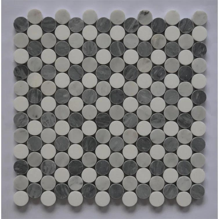 La Maison en Pierre Penny Rounds 1" x 1" Marble Mosaic Wall & Floor Tile