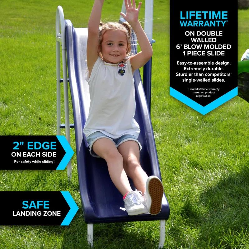 Sportspower Sportspower Outdoor Rosemead Metal Swing Set with Lifetime Warranty on 6' Double Wall Slide