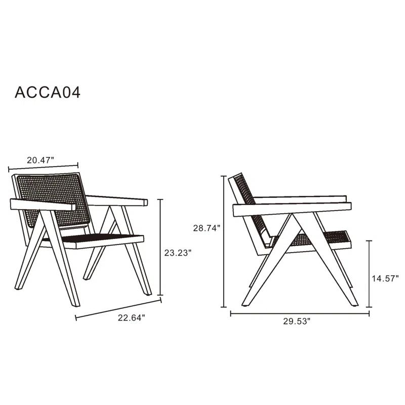 Manhattan Comfort Hamlet Natural Cane Accent Armchair in Black and Natural (Set of 2)