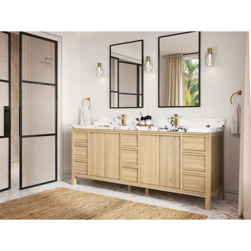 Willow Collections Elizabeth White Oak 84 In. W X 22 In. D Double Sink Bathroom Vanity With 2 In. Quartz