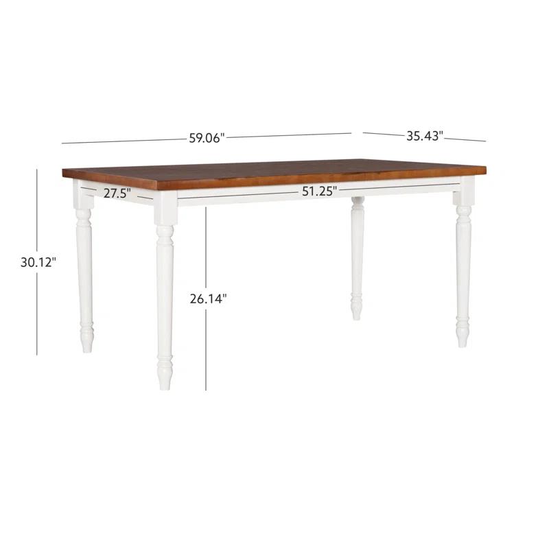 Io 60" Two Tone Solid Wood Farmhouse Dining Table
