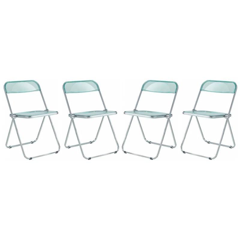 LeisureMod Lawrence Folding Chair Stackable Dining Accent Chair with Frame Kitchen Chair (Set of 4)