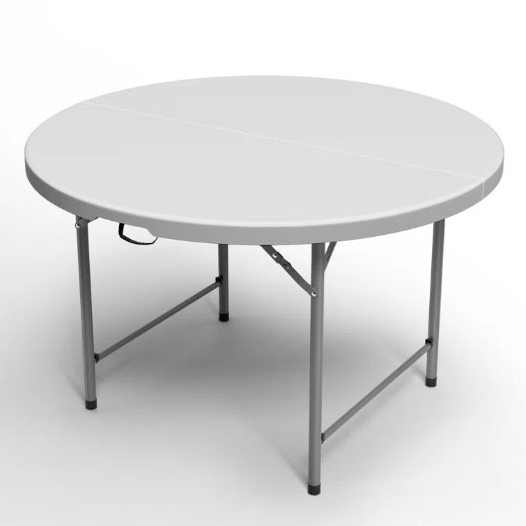 Plastic Round Folding Table, Portable Foldable Party Banquet Table for Camping Dining Outdoor Picnic