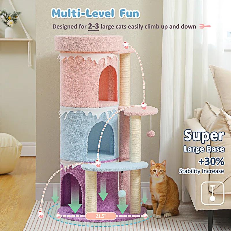 Tucker Murphy Pet™ 43'' Cat Tree Cat Tower For Indoor Large Cats, Cat Bed House With 3 Large Cat Condos And Sisal Covered Scratching Posts For Kittens