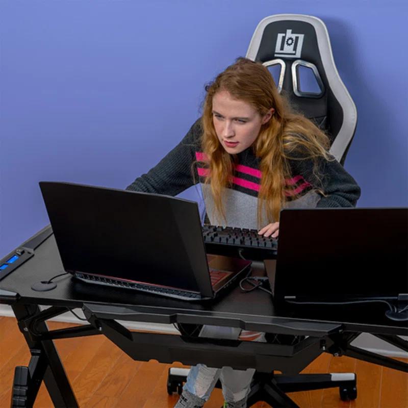 Inbox Zero Déco Gear 47" LED Carbon Fiber Surface Gaming Desk & Reviews | Wayfair