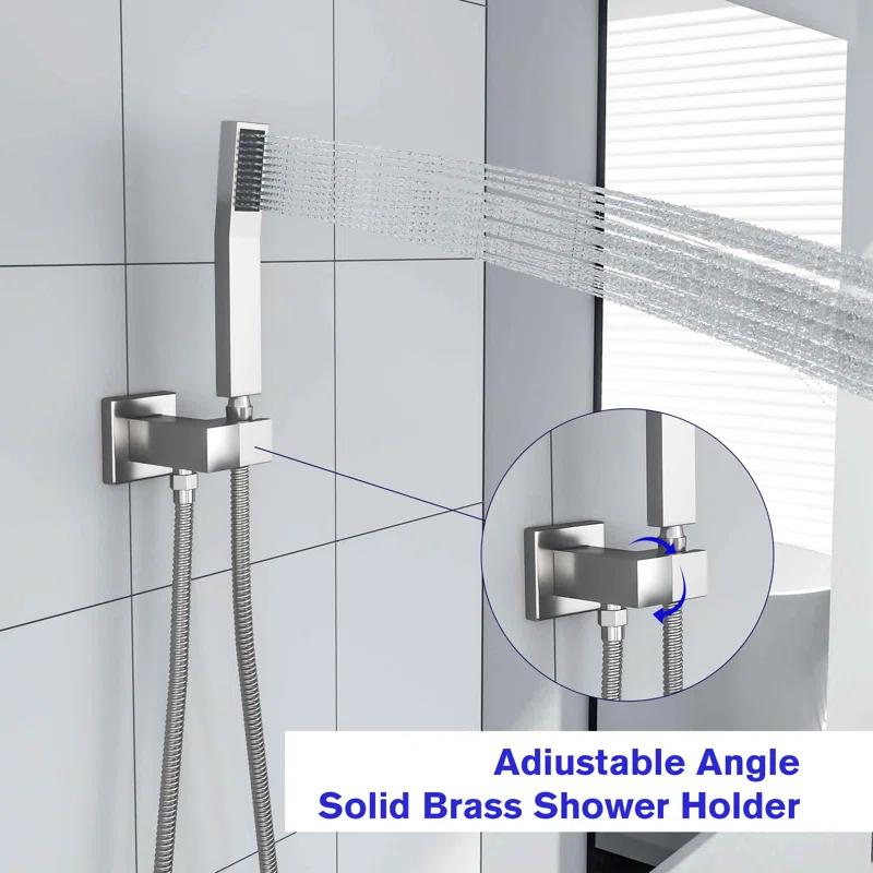 Kichae KE-KH-SLF16013-SS 12 Inch Dual Shower Head Wall Mounted Shower System with Rough-In Valve