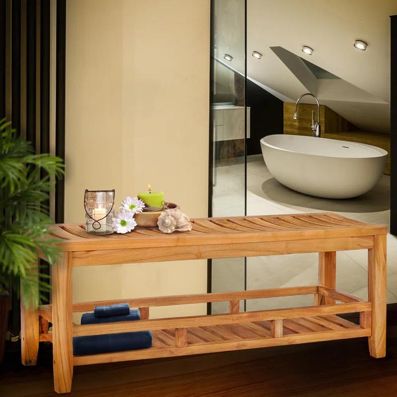 Chic Teak 47'' W Wood Shower Bench