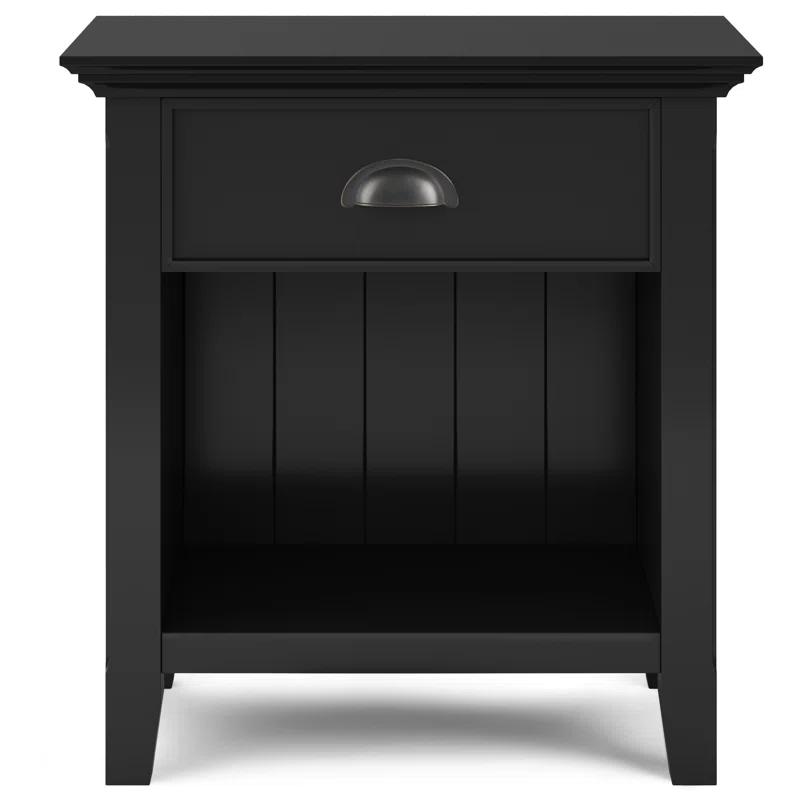 Simpli Home Acadian 24"W 1-Drawer Solid Wood Nightstand with Open Bottom Storage