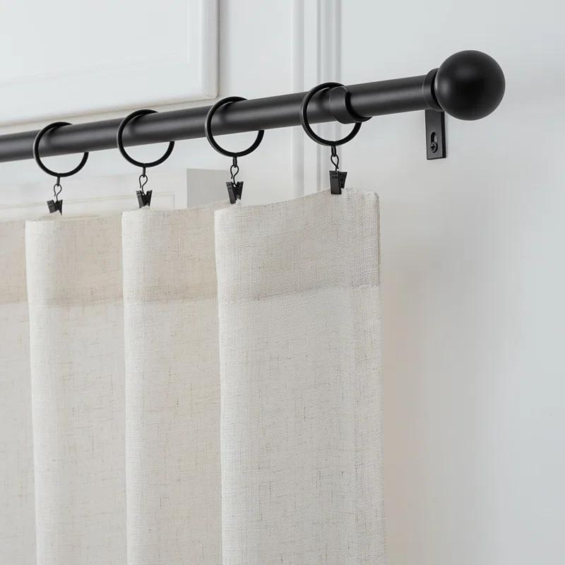 Mode Premium Collection 1 Diameter Curtain Rod Set with Modern Ball Finials and Steel Wall Mounted Adjustable Rod
