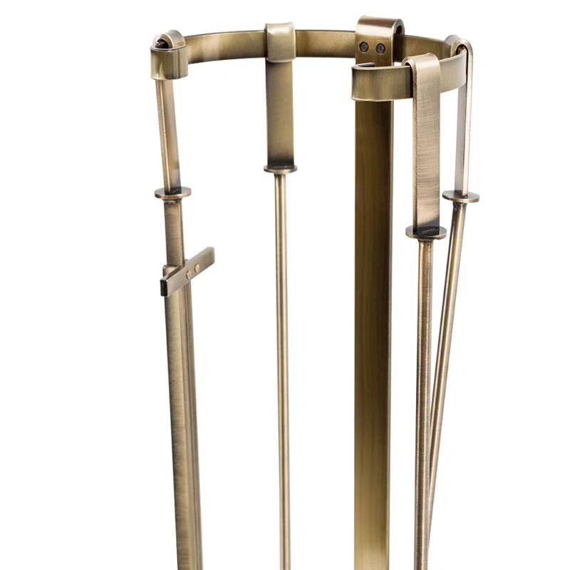 Modern Ember Modern Ember Knoll Fireplace Tool Set - Includes Brush, Shovel, Fire Poker, Tongs, and Stand - Steel