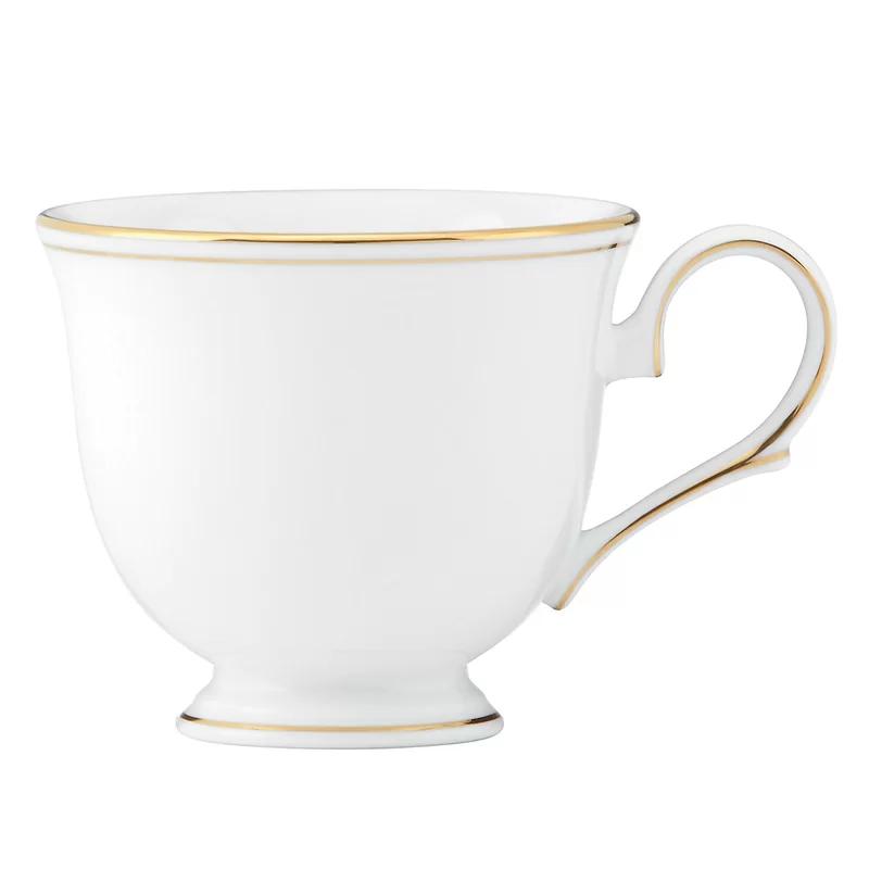 White Ceramic Tea Cup with Gold Accents