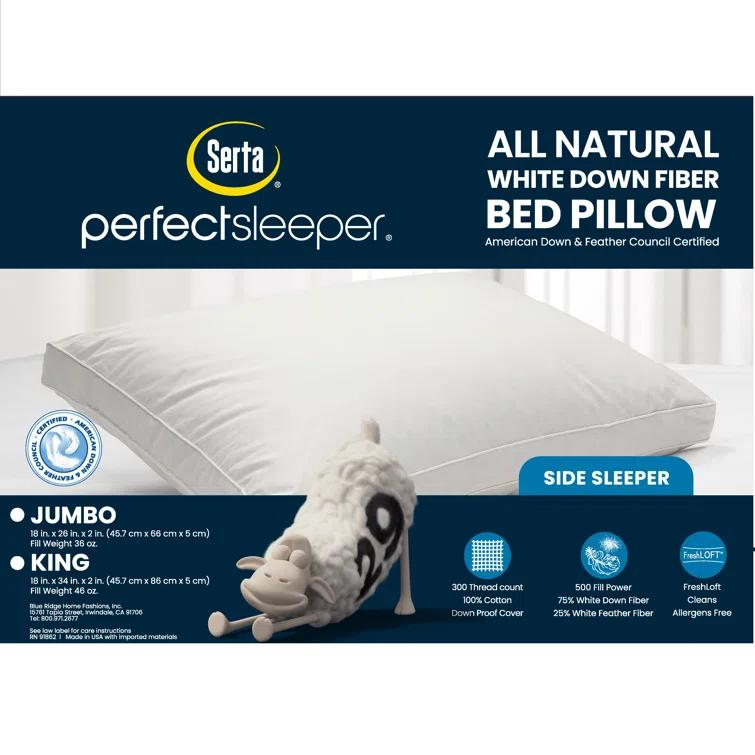 Serta Serta 300 Thread Medium Down Bed Pillow