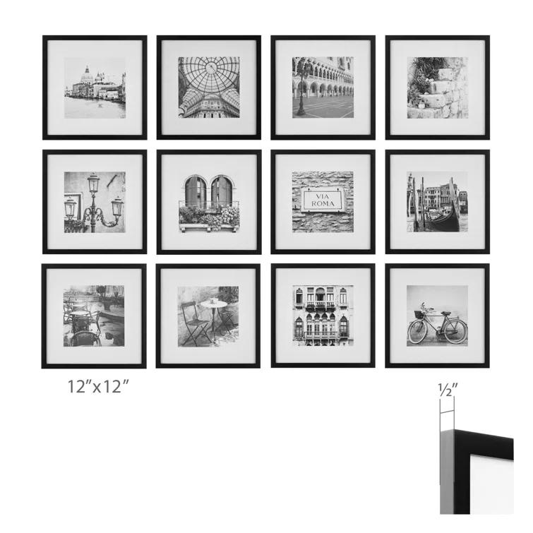 Gallery Perfect Gallery Perfect 12" x 12" Photo Gallery Wall Matted Picture Frame Set (Set of 12)