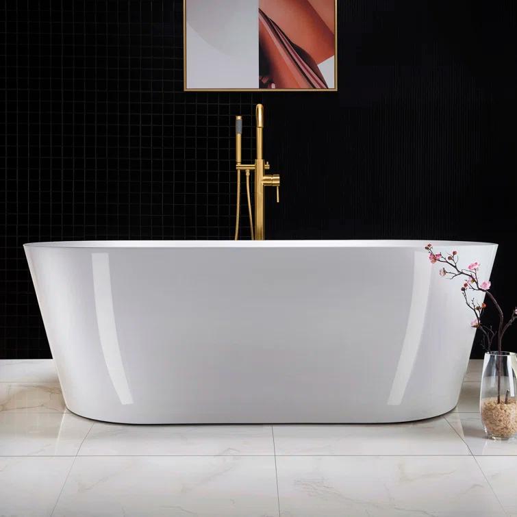 67" x 32" Freestanding Soaking Acrylic Bathtub
