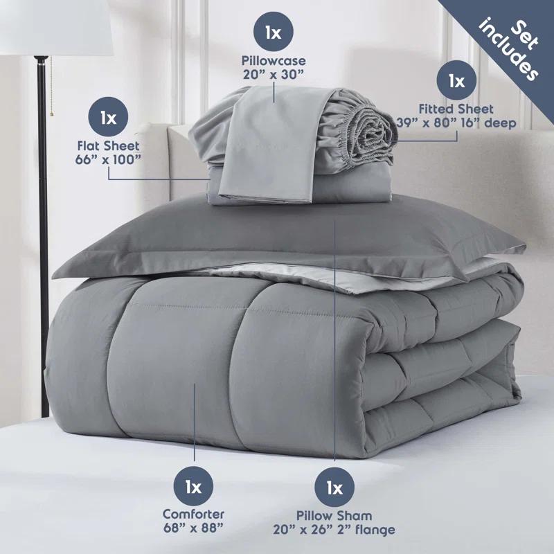 Nestl Bed-in-A-Bag Reversible Comforter Set with Bed Sheets