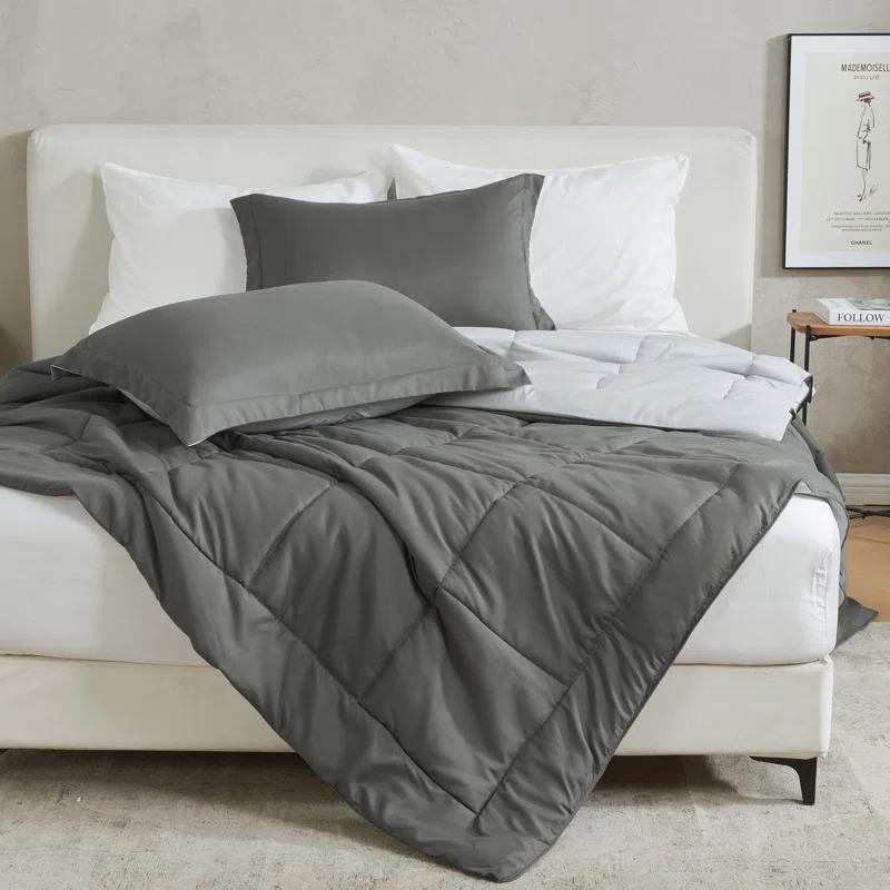 FreshFolds Reversible Microfiber Comforter Set with Shams