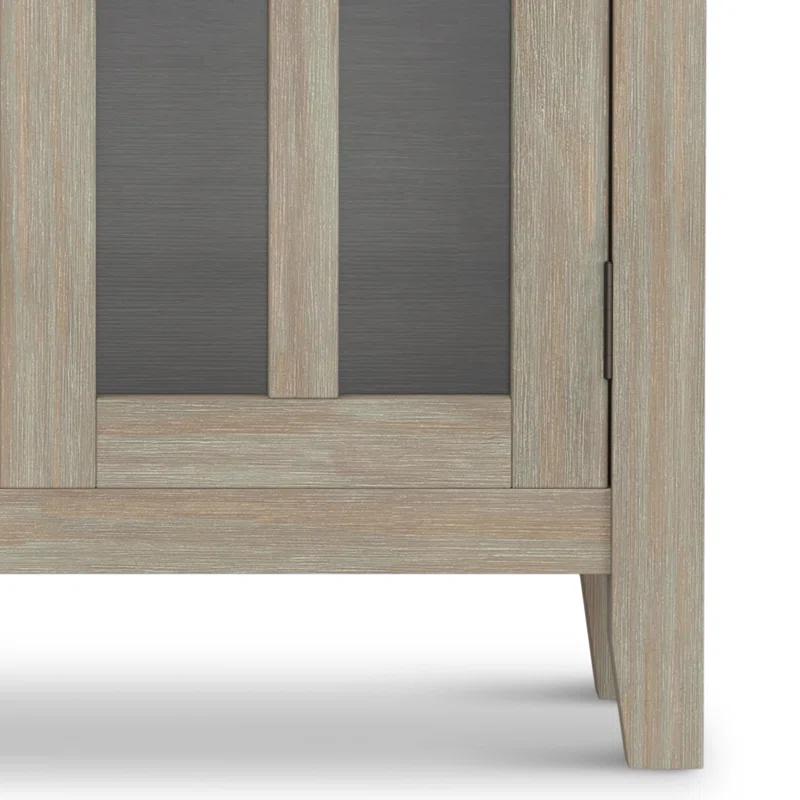 Simpli Home Artisan 30"W Solid Wood 2-Shelf Low Storage Cabinet with Glass Doors and Adjustable Shelves