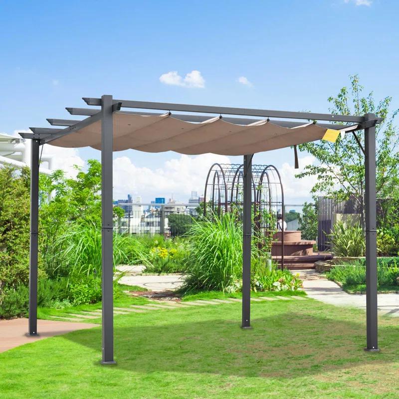 Outsunny Outsunny Pergola with Retractable Shade Canopy, Aluminum