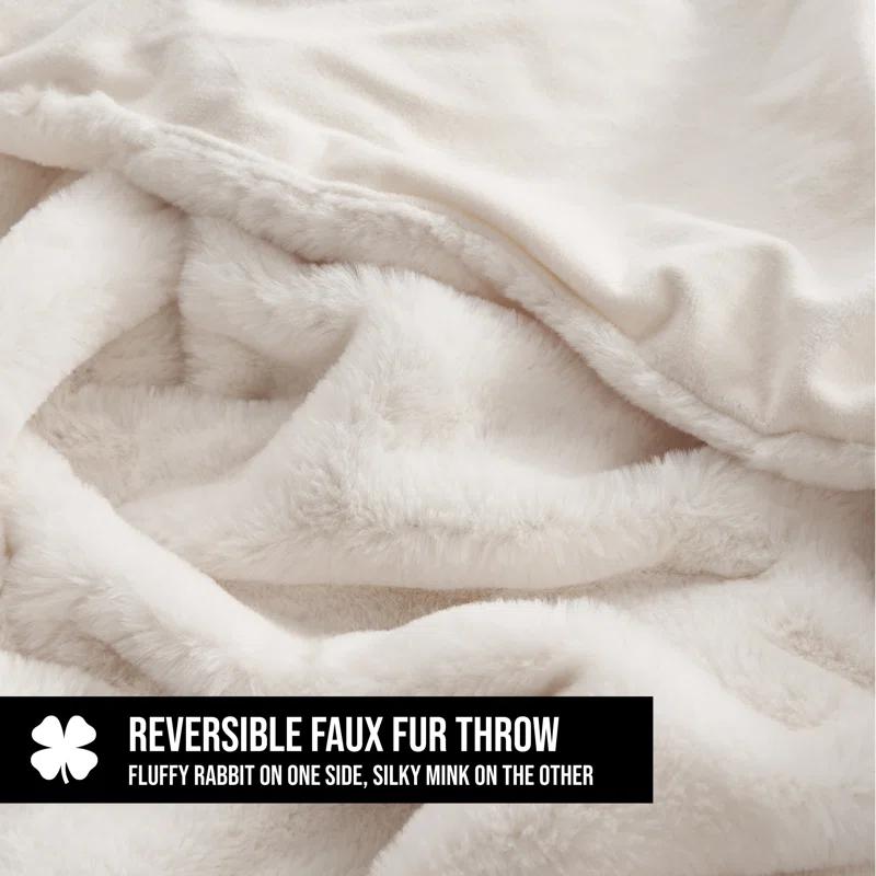 Lucky Brand Lucky Brand Reversible Solid Rabbit Mink Faux Fur Luxurious & Soft Thow Blankets - 50" x 70"