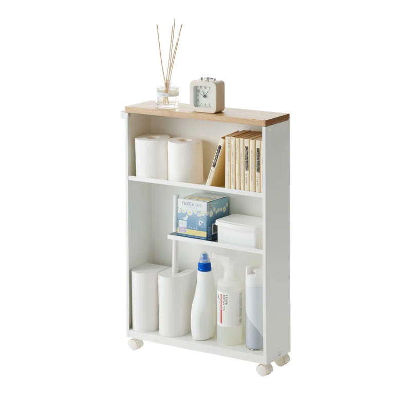 Yamazaki White Rolling Bathroom Cart