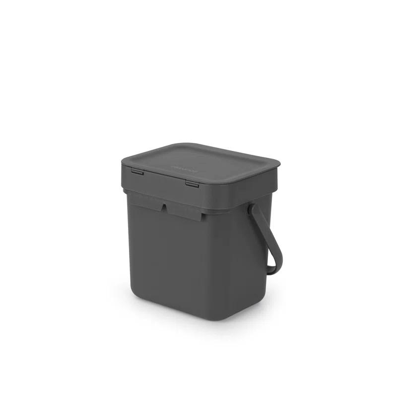 Brabantia Sort & Go 0.8 Gallon Plastic Odor Resistant Indoor Kitchen Composter