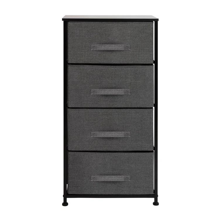 Flash Furniture Malone 4 Drawer Vertical Storage Dresser with Wood Top & Fabric Pull Drawers
