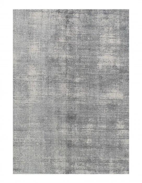 Lustrous Gray 9' x 12' Hand Loomed Wool-Viscose Blend Area Rug