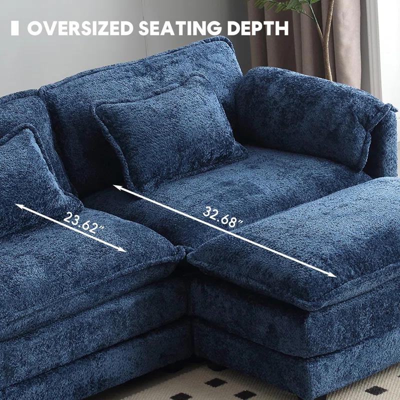 Latitude Run® Millan 112" L Shaped Modular Sectional Sofa with Ottoman & Memory Foam