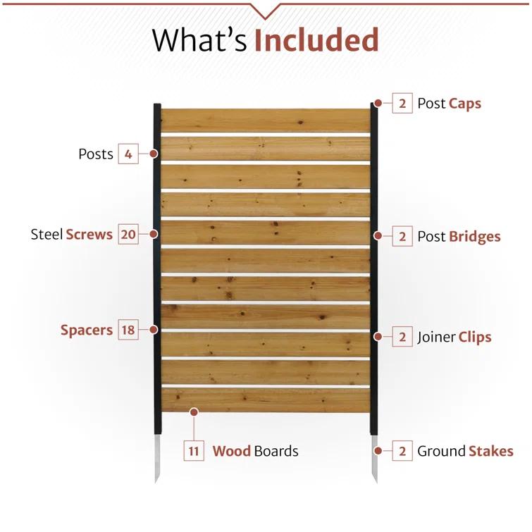 Enclo 5ft H x 3.2ft W (1 Panel) No Dig Enclo Concord Cedar Wood Privacy Screen, Great to Hide Trash Cans, Decorative Patio Privacy Screen, Outdoor Privacy Fence Panel, Air Conditioner Fence, EC18022